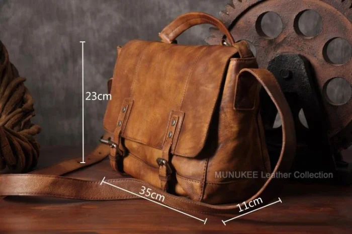 Vintage Genuine Leather Messenger Bag men Leather Shoulder Bag Men Crossbody Bag Male Sling Leisure Bag Tote Handbag Brown Grey - Image 2