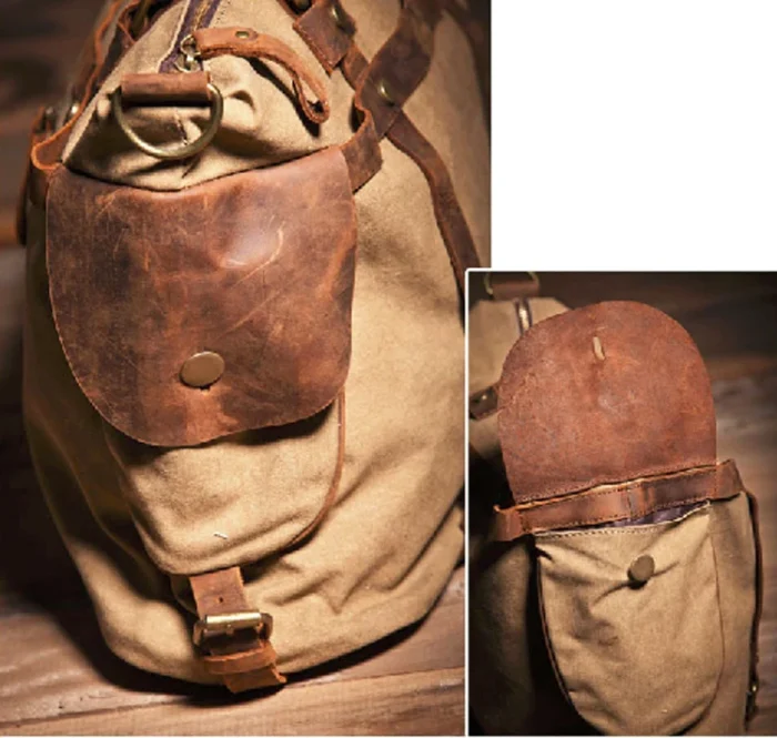 Vintage Military Canvas + Genuine Leather Men Shoulder Bag Sling Crossbody Bag Tote Handbag Men Canvas Messenger Bag  Leisure - Image 4