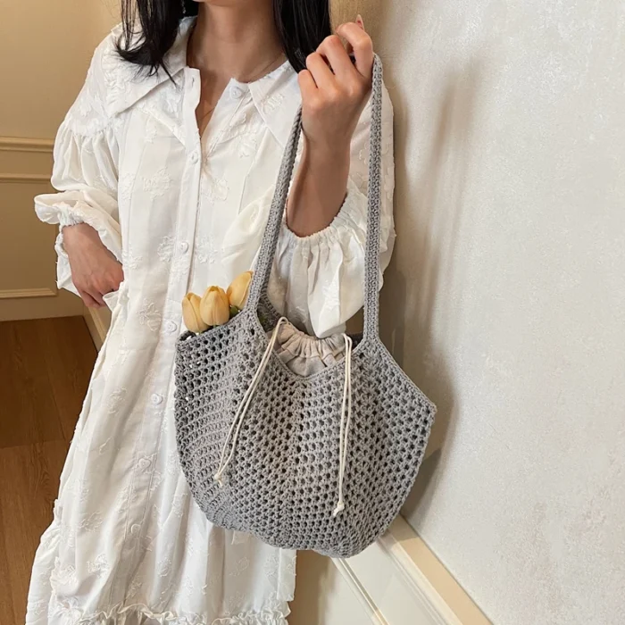 2025 Latest Summer Beach Straw Woven Tote Bag For Women 2-IN-1 Hollow-out Lightweight Large Capacity Shopper Shoulder Bag Female - Image 2