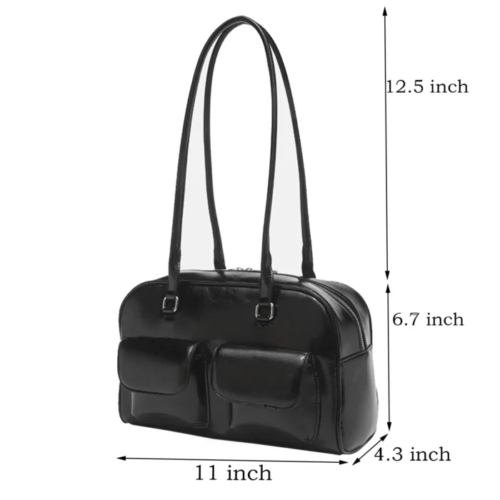 Fashionable women's shoulder bag, crossbody bag, handbag, multi pocket bowling bag - Image 2