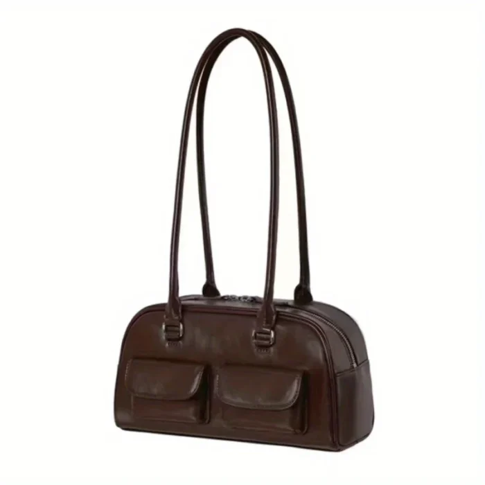 Fashionable women's shoulder bag, crossbody bag, handbag, multi pocket bowling bag - Image 6