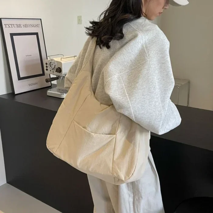 Trendy Women's Soft Cloth Shoulder Bag Solid Color Student 2025 Spring Y2k Casual Style Big Handbags Crossbody Bags for Women - Image 3