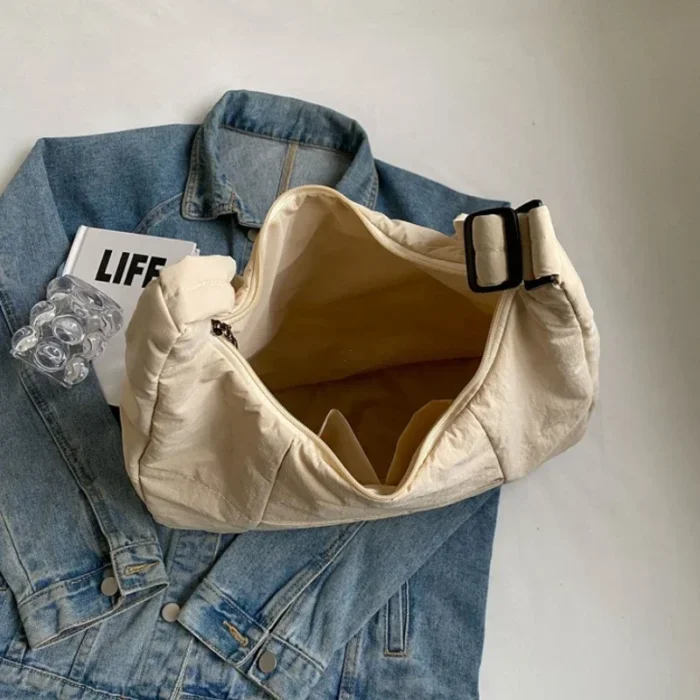 Trendy Women's Soft Cloth Shoulder Bag Solid Color Student 2025 Spring Y2k Casual Style Big Handbags Crossbody Bags for Women - Image 5
