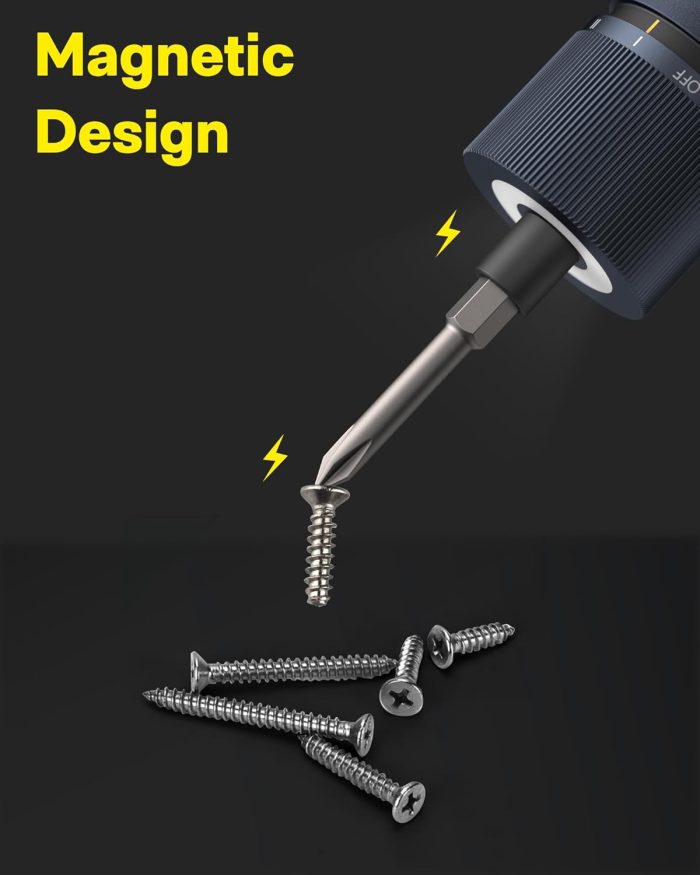 HOTO Electric Screwdriver Rechargeable. 3.6V Cordless Screwdriver Set USB-C. 3 Torque Settings. 1500mAh Battery. LED Light & 12 S2 Metal Bits for Furniture/Electrical Repairs - Image 5