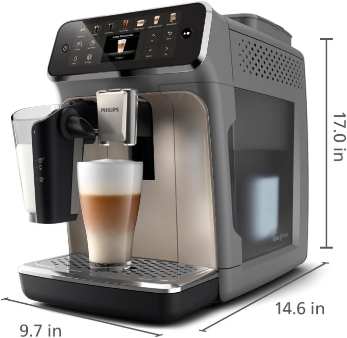 Philips 4400 Series Fully Automatic Espresso Machine – 12 Hot & Iced Coffees. Quick-to-Clean LatteGo Milk System. SilentBrew. QuickStart. Ceramic Grinder. Black Chrome (EP4444/90) - Image 2
