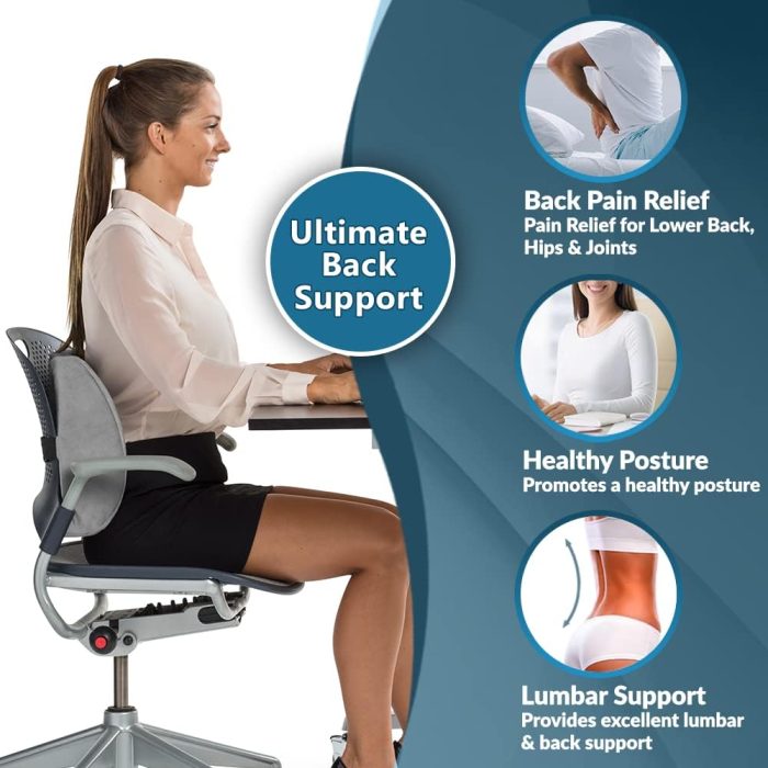 ComfiLife Lumbar Support Back Pillow Office Chair and Car Seat Cushion - Memory Foam with Adjustable Strap and Breathable 3D Mesh (Gray) - Image 5