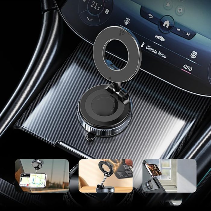 Ultra Strong N52 Magnetic Phone Holder. N52 Magnetic Phone Holder. Vacuum Suction Magnetic Phone Holder. Vacuum Magnetic Phone Stand. 360° Adjustable Ultra Vacuum Suction Cup Phone Mount (B) - Image 3