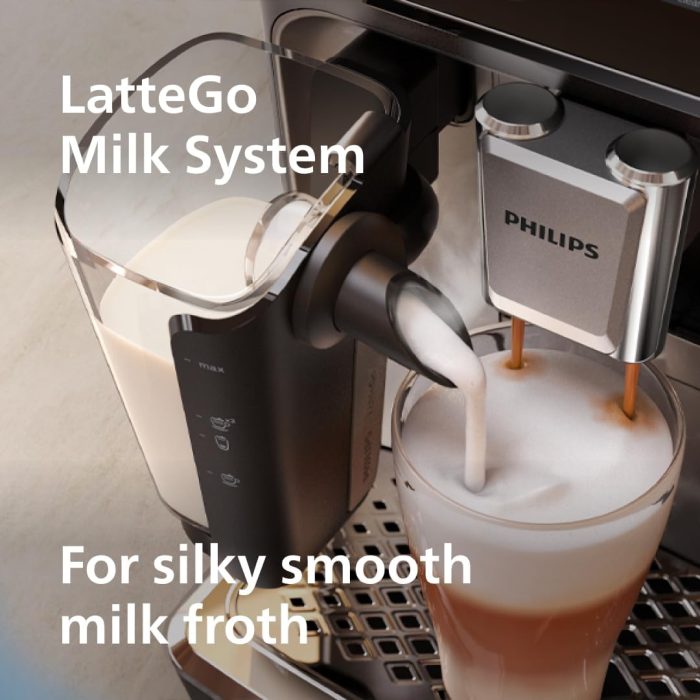 Philips 4400 Series Fully Automatic Espresso Machine – 12 Hot & Iced Coffees. Quick-to-Clean LatteGo Milk System. SilentBrew. QuickStart. Ceramic Grinder. Black Chrome (EP4444/90) - Image 6