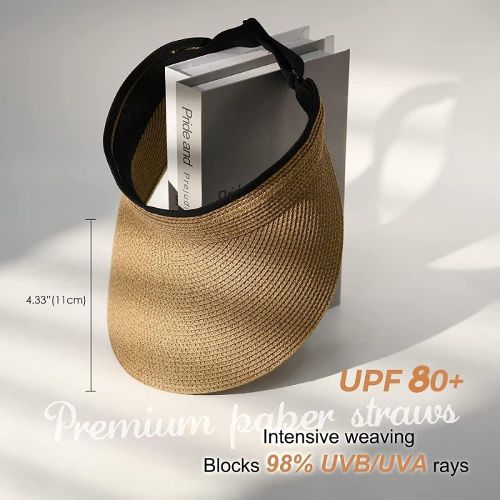 FURTALK Womens Sun Visor Hat Straw Sun Visors for Women Summer Packable Ponytail Beach Hats for Women Travel UPF 80+ - Image 2