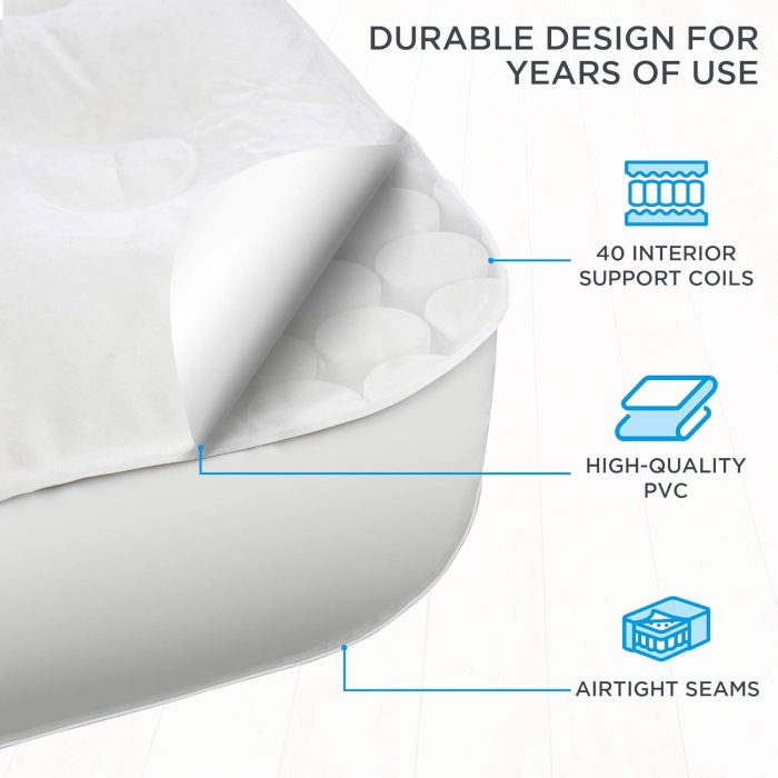 Ivation EZ-Bed (Full Size) Air Mattress with Frame & Rolling Case. Self Inflatable. Blow Up Bed Auto Shut-Off. Comfortable Surface AirBed. Best for Guest. Travel. Vacation. Camping - Image 4