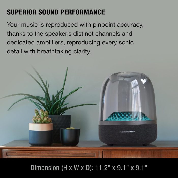 Harman Kardon Aura Studio 4 - Bluetooth Home Speaker - Superior Sound Performance - 5 Diamond-Effect Lighting Themes - Made with Recycled Materials - Image 4