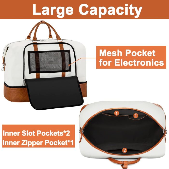 Travel Weekender Bag . Overnight Bag with Shoe Compartment Oversized Travel Duffel Bag Carry On Tote 21 - Image 6