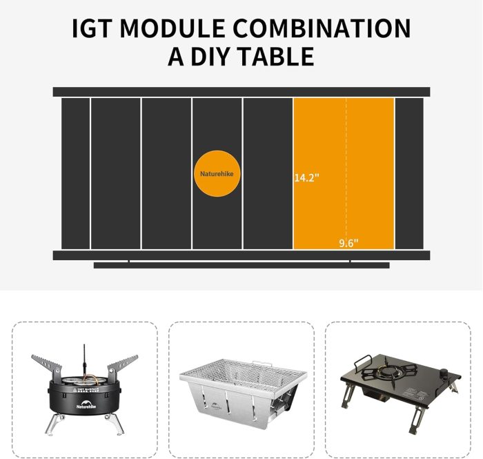 Naturehike Folding IGT Camping Table. Portable Outdoor IGT Cook System. Ultralight Aluminum Camp Table with Carry Bag for Car Camping Picnic RV Trip Patio Backyard BBQ - Image 4