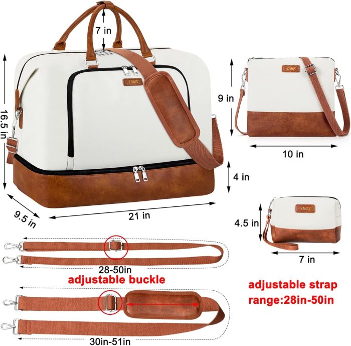 Travel Weekender Bag . Overnight Bag with Shoe Compartment Oversized Travel Duffel Bag Carry On Tote 21 - Image 7