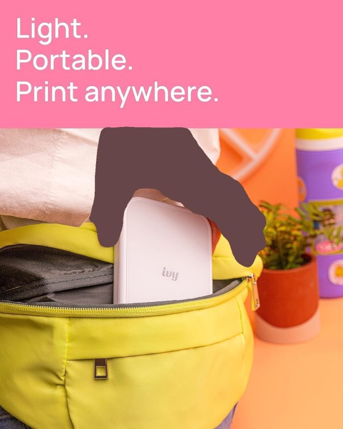 Canon Ivy 2 Mini Photo Printer (Pure White) - Bluetooth. Print from iOS & Android Devices. Bundle Incl. 110 Zink Sticky-Back Prints. LED Light Bar. Protective Case. and USB Cable - Image 3
