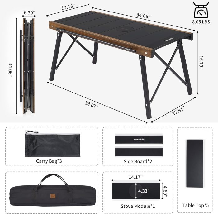 Naturehike Folding IGT Camping Table. Portable Outdoor IGT Cook System. Ultralight Aluminum Camp Table with Carry Bag for Car Camping Picnic RV Trip Patio Backyard BBQ - Image 3