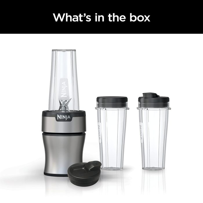 Ninja BN301 Nutri-Blender Plus Compact Personal Blender. 900-Peak-Watt Motor. Frozen Drinks. Smoothies. Sauces & More. (3) 20 oz. To-Go Cups. (2) Spout-Lids (1) Storage-Lid. Dishwasher Safe. Silver - Image 11