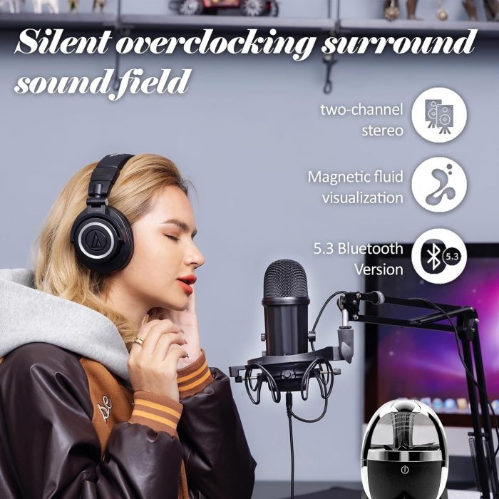 Dancing Ferrofluid Bluetooth Speaker 5.0 - Magnetic Fluid Music Visualizer. 360° Stereo Sound. Touch Control. Multi-Color LED Desk Decor. Unique Gift for Music Lovers - Image 6