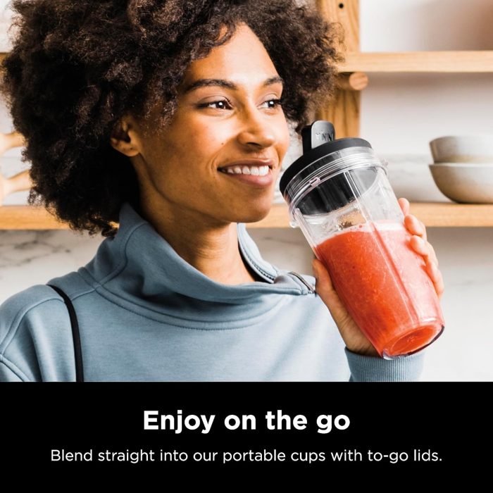 Ninja BN301 Nutri-Blender Plus Compact Personal Blender. 900-Peak-Watt Motor. Frozen Drinks. Smoothies. Sauces & More. (3) 20 oz. To-Go Cups. (2) Spout-Lids (1) Storage-Lid. Dishwasher Safe. Silver - Image 3