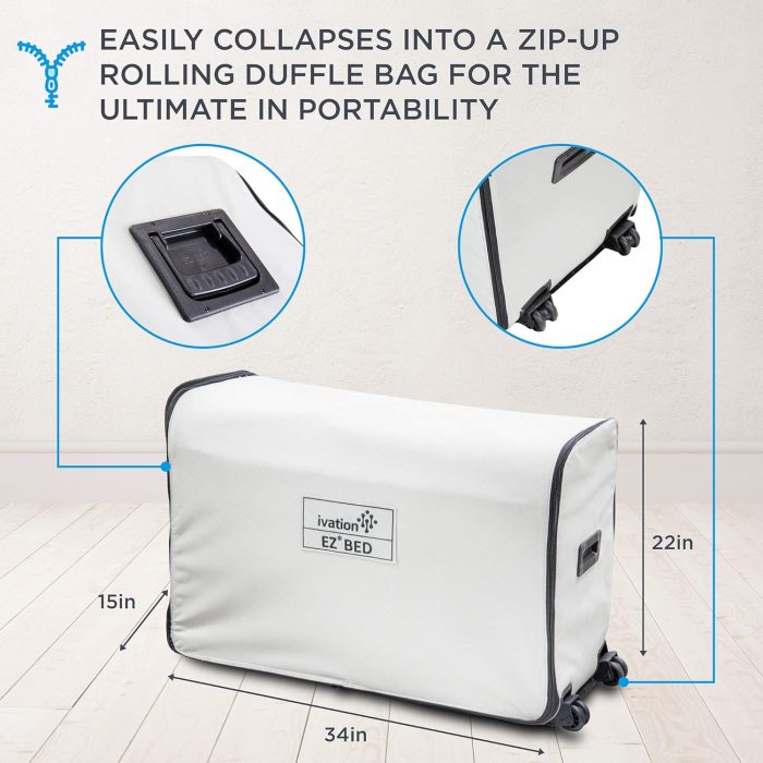 Ivation EZ-Bed (Full Size) Air Mattress with Frame & Rolling Case. Self Inflatable. Blow Up Bed Auto Shut-Off. Comfortable Surface AirBed. Best for Guest. Travel. Vacation. Camping - Image 5