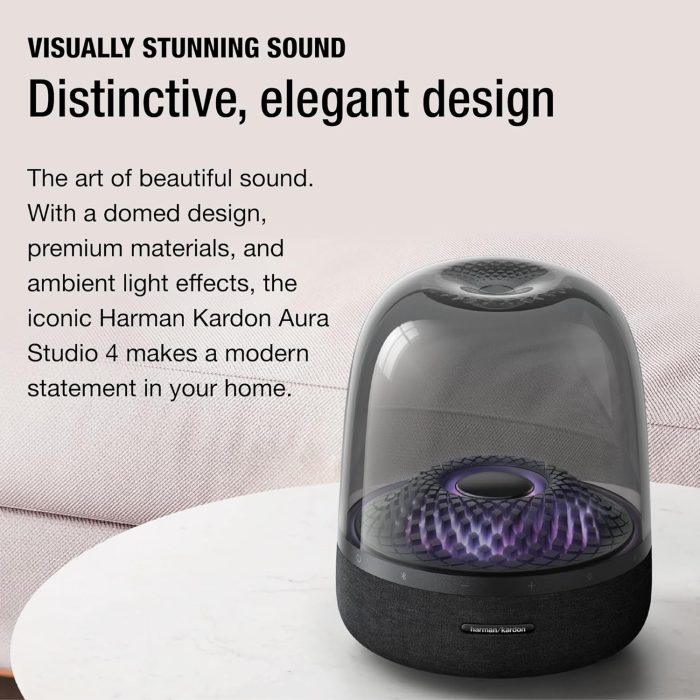 Harman Kardon Aura Studio 4 - Bluetooth Home Speaker - Superior Sound Performance - 5 Diamond-Effect Lighting Themes - Made with Recycled Materials - Image 3