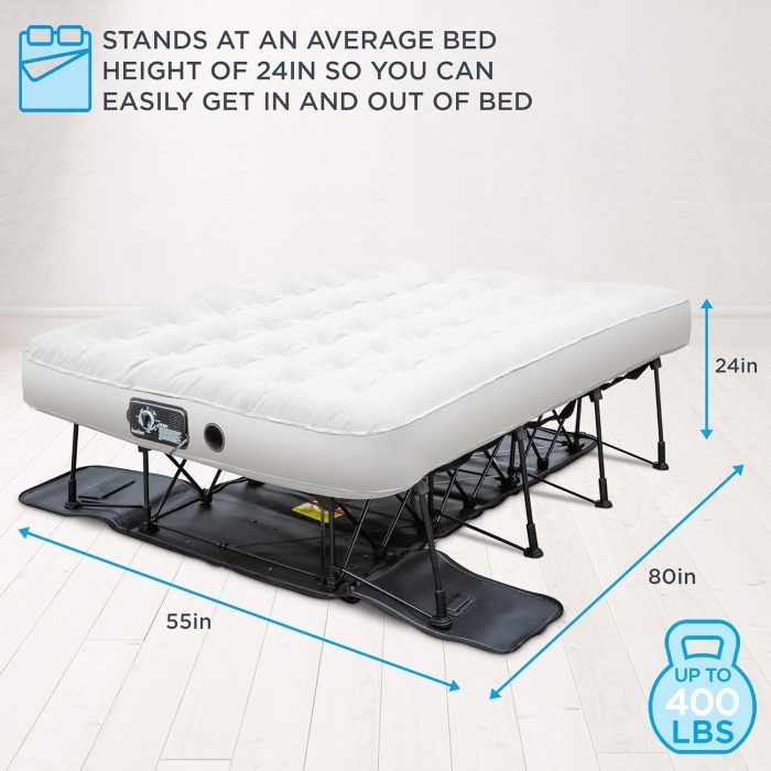 Ivation EZ-Bed (Full Size) Air Mattress with Frame & Rolling Case. Self Inflatable. Blow Up Bed Auto Shut-Off. Comfortable Surface AirBed. Best for Guest. Travel. Vacation. Camping - Image 3