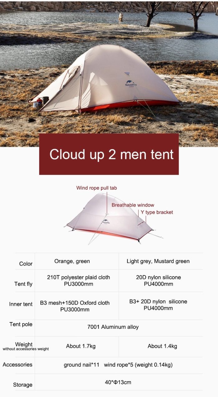 NatureHike Cloud Up 2 Lightweight Tent 2 Persons - Image 9