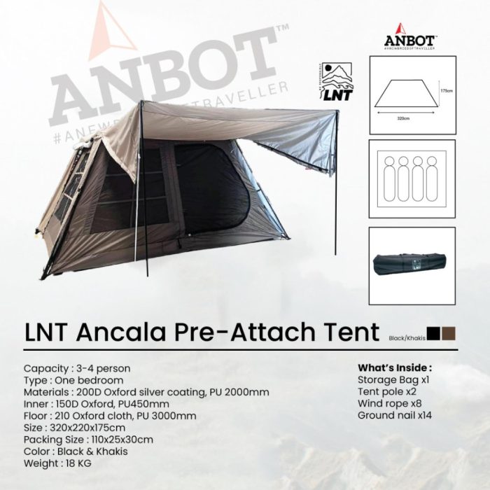 LNT ANCALA 4P Cabin Pre Attached Tent V2 - Image 3