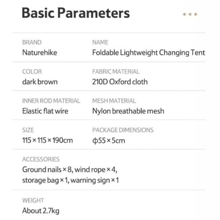 Naturehike NH17Z002 Foldable portable changing tent - brown - Image 5