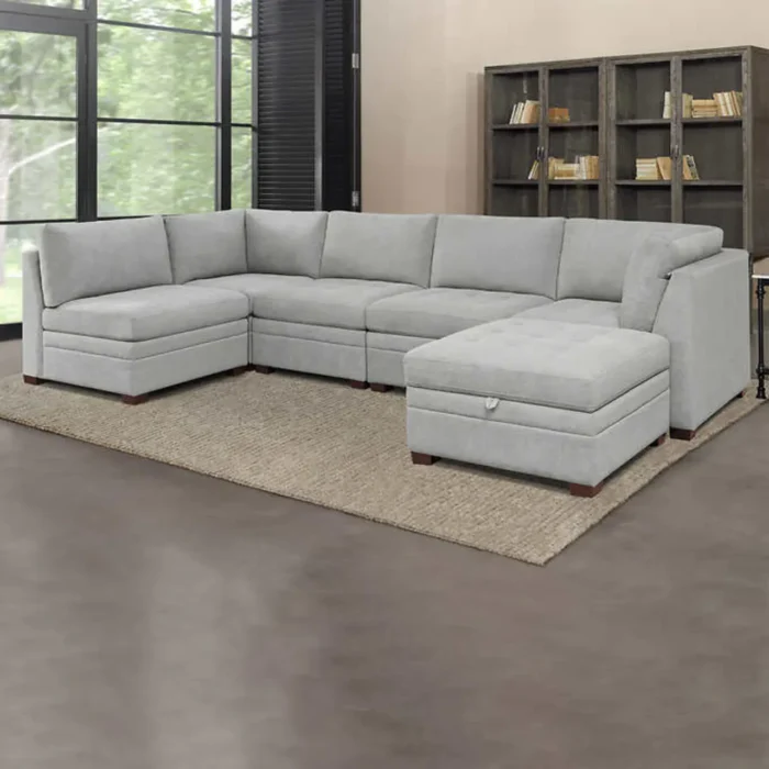 Thomasville Tisdale Fabric Sectional with Storage Ottoman - Image 11