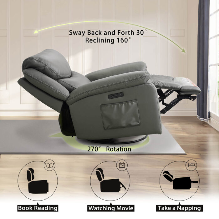 Power Swivel Glider Rocking Recliner Nursery Chair - Image 6