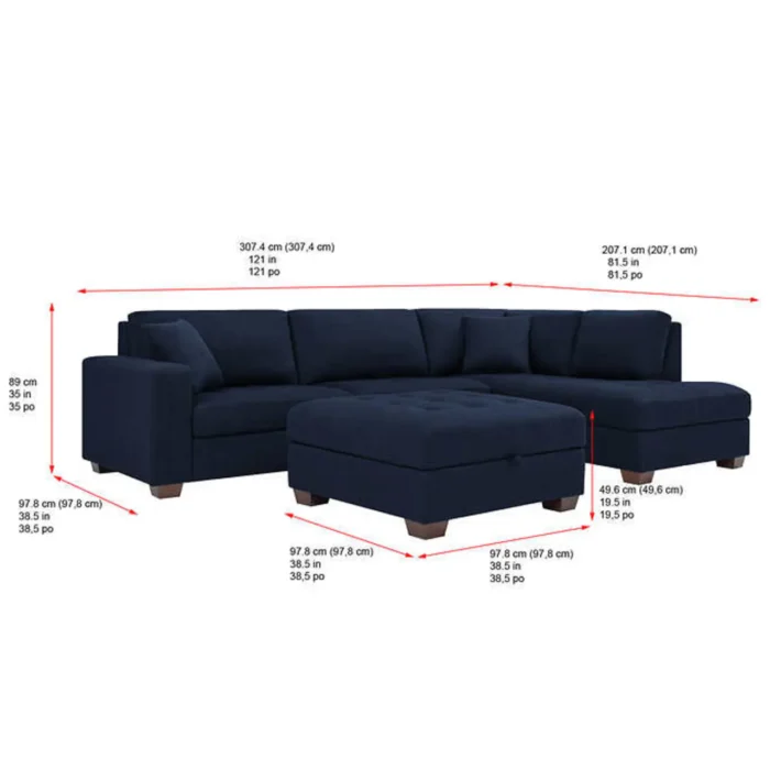 Thomasville Tisdale Fabric Sectional with Storage Ottoman - Image 19