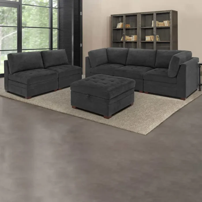 Thomasville Tisdale Fabric Sectional with Storage Ottoman - Image 6
