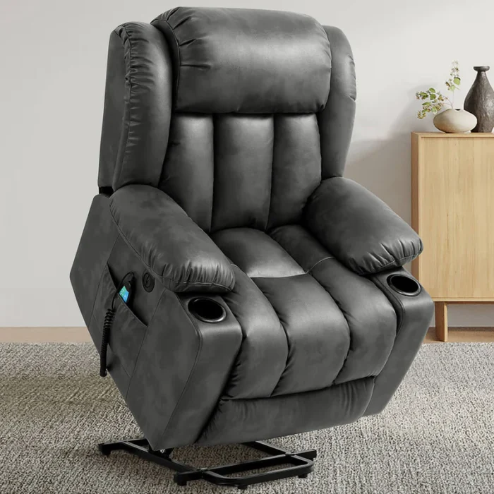 💥Clearance Sale🔥 Mcombo Electric lift Recliner sofa with massage and heating functions, 3 positions, 2 side pockets and cup holders, USB ports! - Image 9