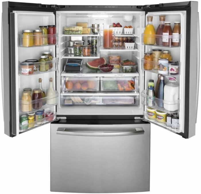 GE GNE27JYMFS 36" French Door Refrigerator with 27 cu. ft. Total Capacity Energy Star LED Lighting Internal Water Dispenser Spill-Proof Shelves in Fingerprint Resistant Stainless Steel - Image 5