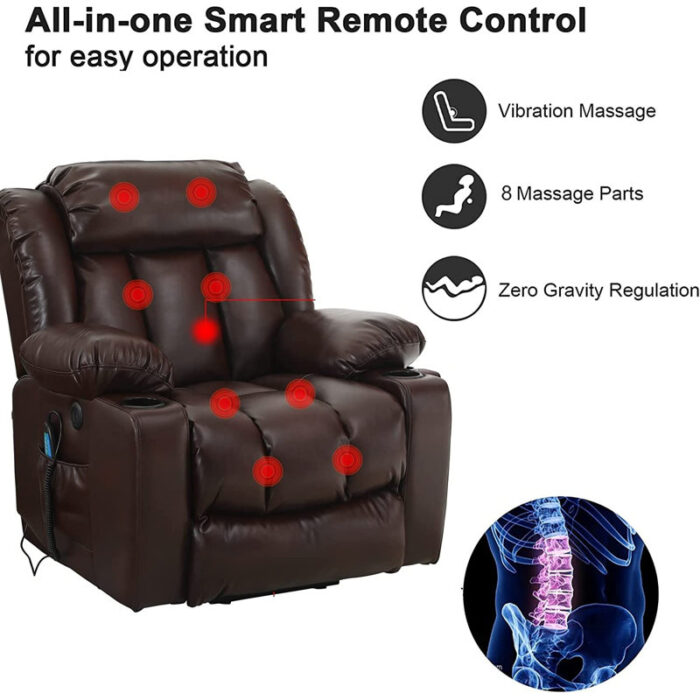 💥Clearance Sale🔥 MCombo Large Lay Flat Dual Motor Power Lift Recliner Chair Sofa with Massage and Heat, USB Ports, Cup Holders, Extended Footrest！ - Image 18
