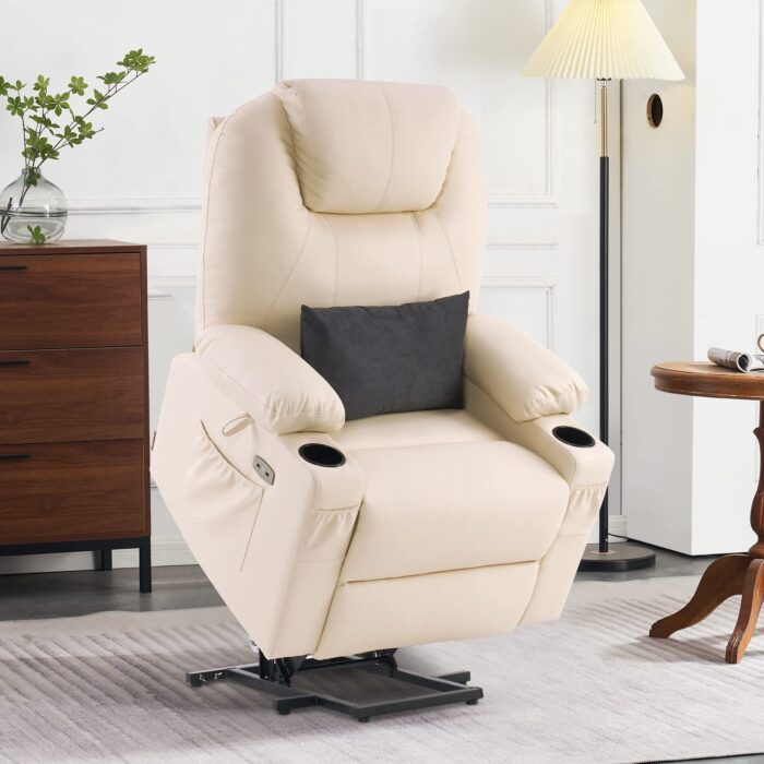 💥Clearance Sale🔥 MCombo Large Lay Flat Dual Motor Power Lift Recliner Chair Sofa with Massage and Heat, USB Ports, Cup Holders, Extended Footrest！ - Image 12