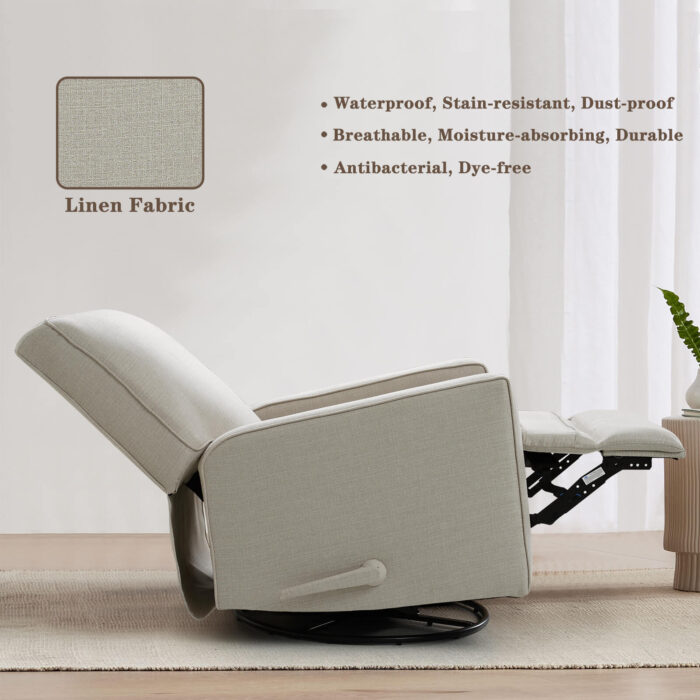 Manual Recliner Nursery Glider & Swivel Rocking Recliner Chair, Fabric - Image 6