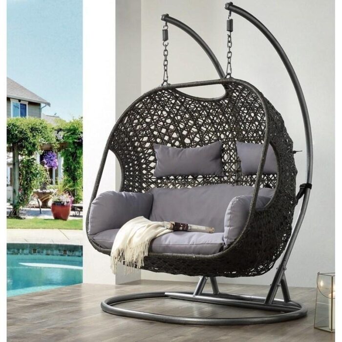 2025 Patio Wicker Swing Chair With Stand Rain Cover Included - Image 9