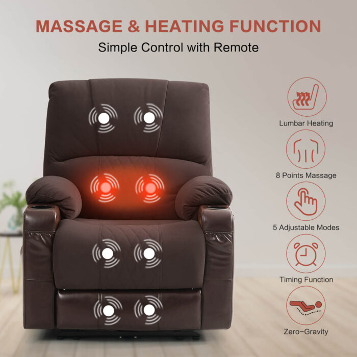 Power Recliner Chair with Heat and Massage, Wall Hugger - Image 7