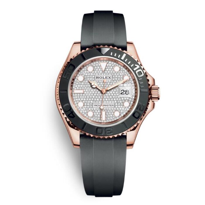 YACHT MASTER 1 GOLDEN DIAMOND DIAL RUBBER STRAP 40MM