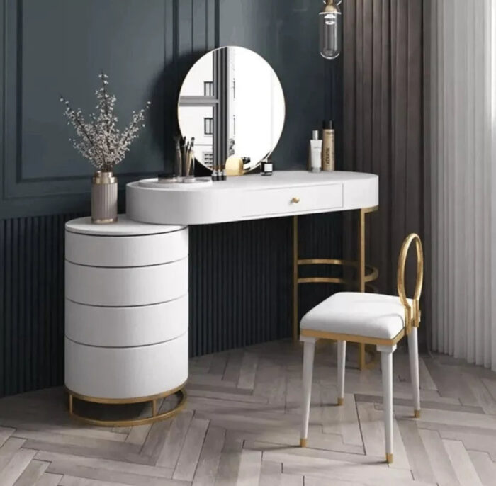 Makeup Vanity Dressing Table With Swivel Cabinet Mirror & Stool Included - Image 3