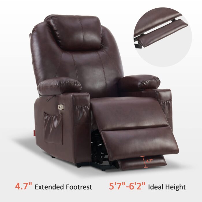 💥Clearance Sale🔥 MCombo Large Lay Flat Dual Motor Power Lift Recliner Chair Sofa with Massage and Heat, USB Ports, Cup Holders, Extended Footrest！ - Image 14