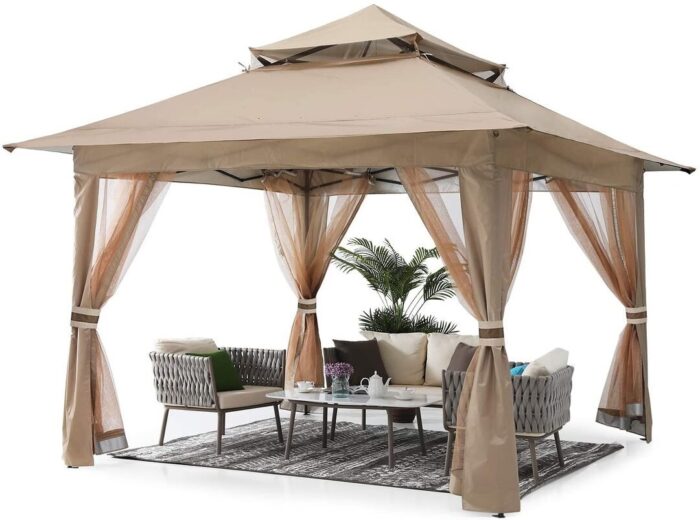 13x13 Gazebo Tent Outdoor Pop up Gazebo Canopy Shelter with Mosquito Netting - Image 6