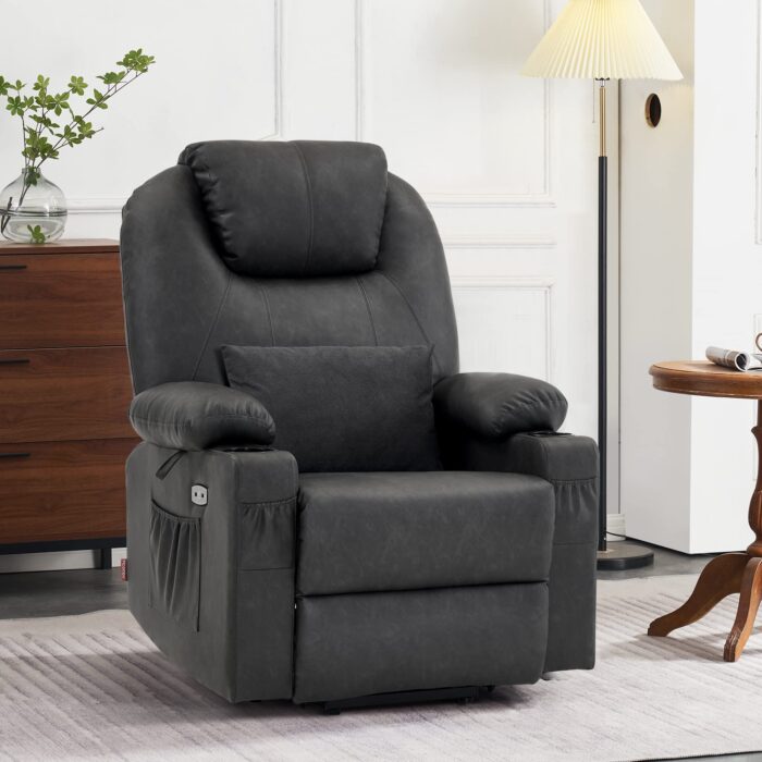 💥Clearance Sale🔥 MCombo Large Lay Flat Dual Motor Power Lift Recliner Chair Sofa with Massage and Heat, USB Ports, Cup Holders, Extended Footrest！ - Image 13