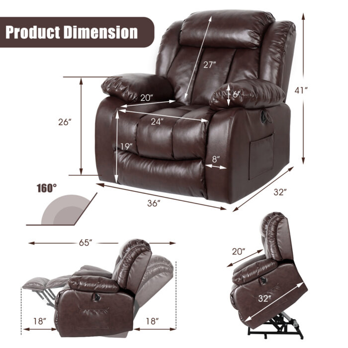 💥Clearance Sale🔥 Best MassageTheater Seating for Home| Power Electric Recliner Chair Movie Theater Seats with USB Port, Side Pocket - Image 8