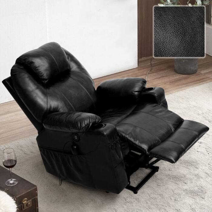 3-Position Power Lift Chair with Heal and Massage Real Leather - Image 14