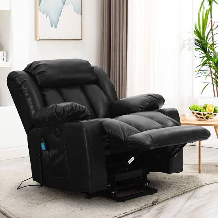 💥Clearance Sale🔥 MCombo Large Lay Flat Dual Motor Power Lift Recliner Chair Sofa with Massage and Heat, USB Ports, Cup Holders, Extended Footrest！ - Image 4