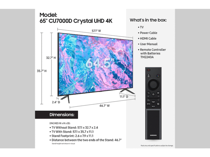 Samsung - 65”/75” Class CU7000 Crystal UHD 4K UHD Smart Tizen TV - Image 8