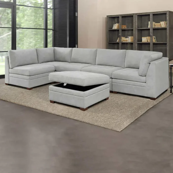 Thomasville Tisdale Fabric Sectional with Storage Ottoman - Image 13